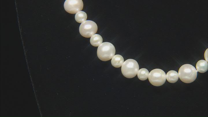 White Cultured Freshwater Pearl Rhodium Over Sterling Silver 22 Inch Necklace Video Thumbnail