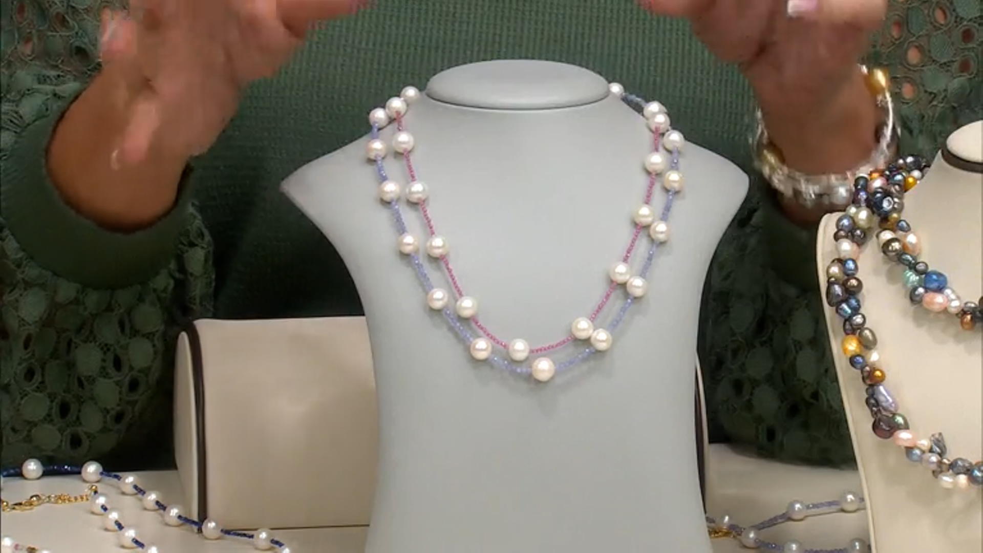 Cultured Freshwater Pearl & Pink Topaz 18k Yellow Gold Over Sterling Silver Necklace Video Thumbnail
