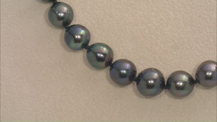 Cultured Tahitian Pearl Rhodium Over 14k White Gold 18 Inch Strand Necklace Video Thumbnail