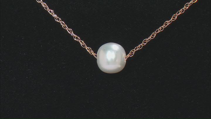 White Cultured Freshwater Pearl 10k Yellow Gold 18 Inch Station Necklace Video Thumbnail