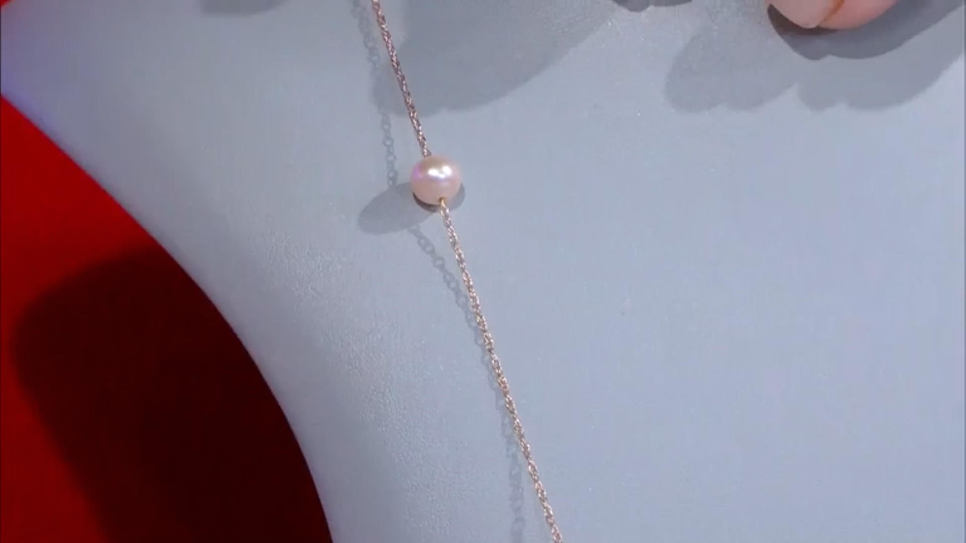 Pink Cultured Freshwater Pearl 10k Yellow Gold 18 Inch Station Necklace Video Thumbnail