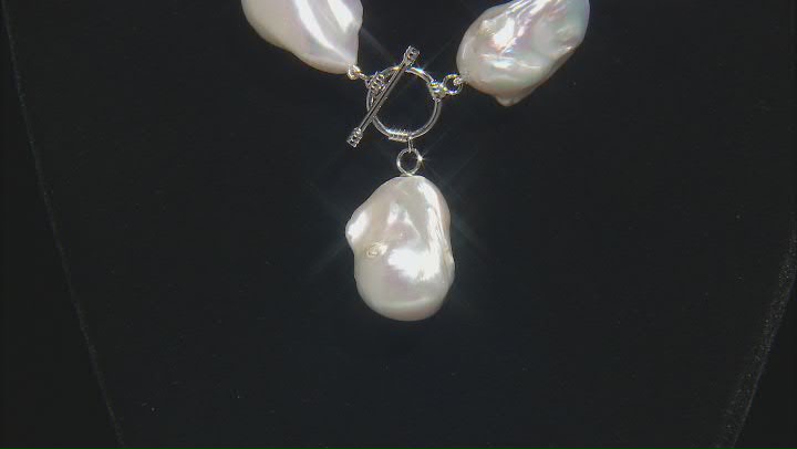 Genusis™ White Cultured Freshwater Pearl Rhodium Over Sterling Silver 20 Inch Necklace Video Thumbnail