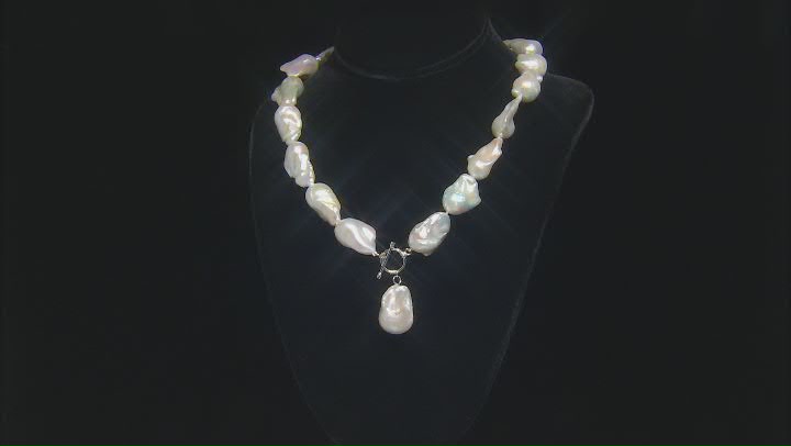 Genusis™ White Cultured Freshwater Pearl Rhodium Over Sterling Silver 20 Inch Necklace Video Thumbnail