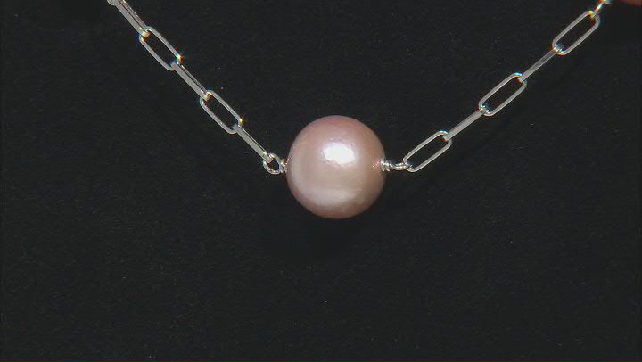 Multi-Color Cultured Freshwater Pearl Rhodium Over Sterling Silver Station Necklace Video Thumbnail