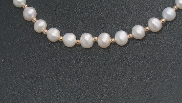 White Cultured Freshwater Pearl 14k Yellow Gold 18 Inch Necklace Video Thumbnail
