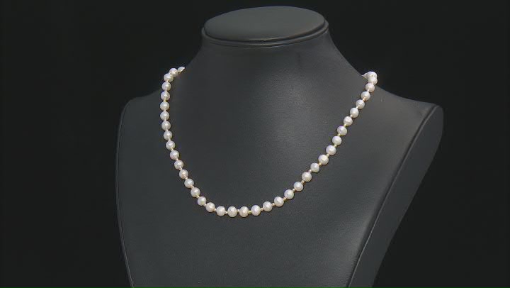 White Cultured Freshwater Pearl 14k Yellow Gold 18 Inch Necklace Video Thumbnail