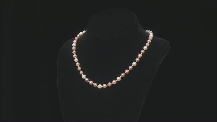 Multi-Color Cultured Freshwater Pearl 14k Yellow Gold 18 Inch Necklace Video Thumbnail