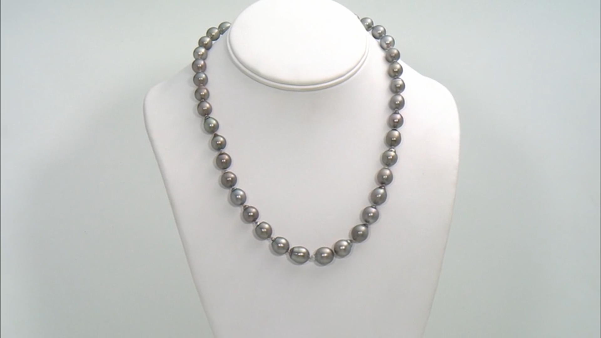 Cultured Tahitian Pearl Rhodium Over Sterling Silver 18 Inch Strand Necklace Video Thumbnail