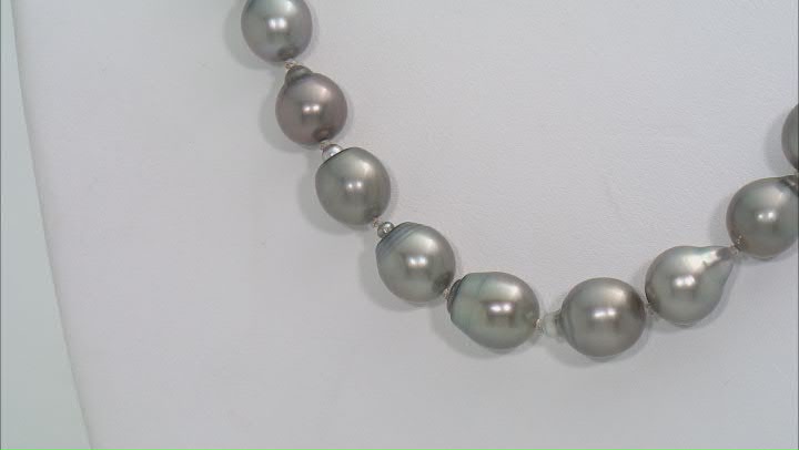Cultured Tahitian Pearl Rhodium Over Sterling Silver 18 Inch Strand Necklace Video Thumbnail