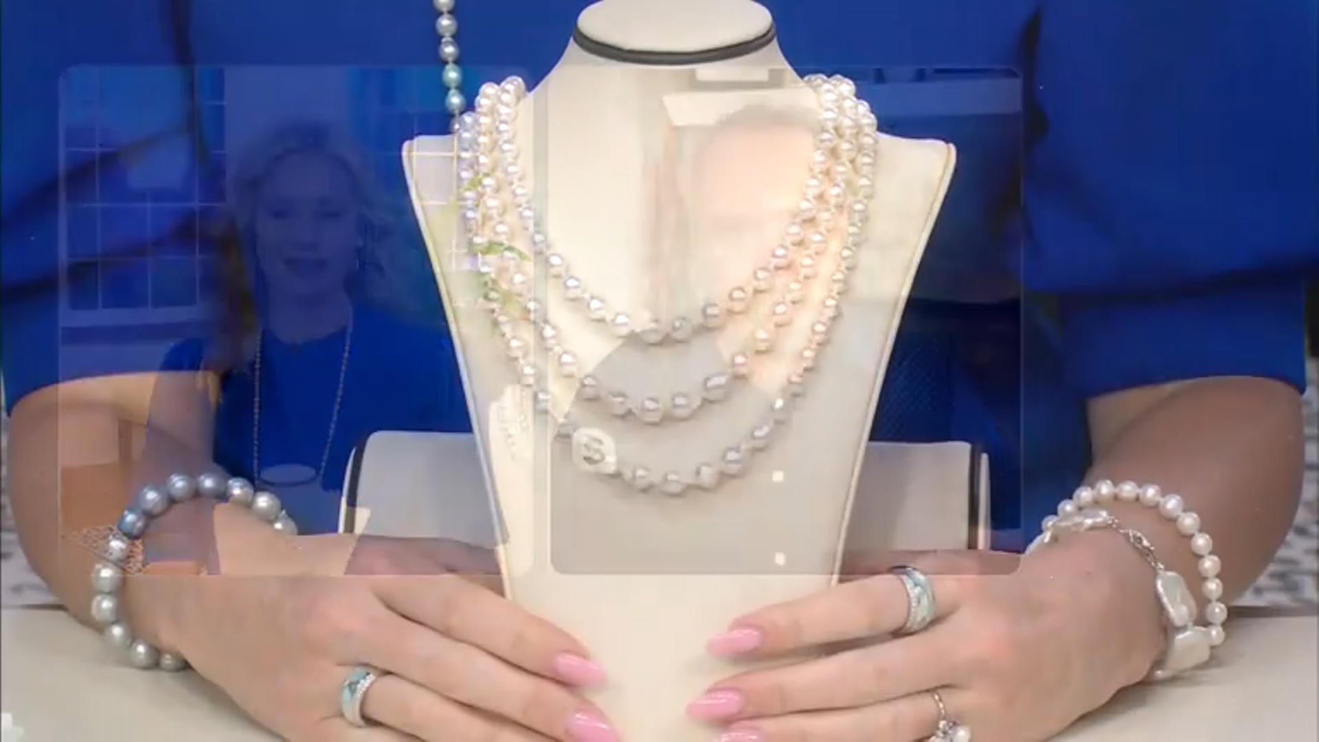 White Cultured Akoya Pearl Rhodium Over Sterling Silver 18 Inch Strand Necklace Video Thumbnail