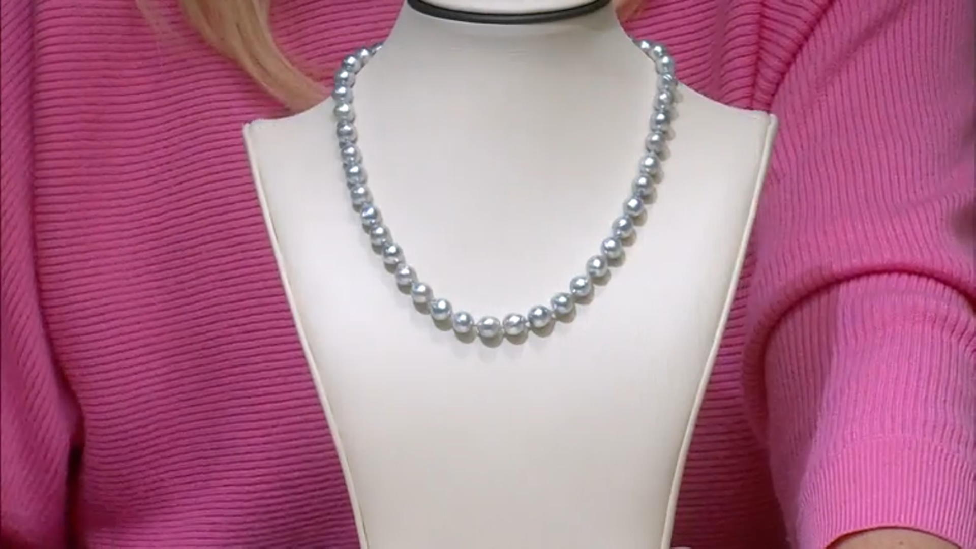 Platinum Cultured Japanese Akoya Pearl Rhodium Over Serling Silver 18 Inch Strand Necklace Video Thumbnail