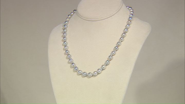 Platinum Cultured Japanese Akoya Pearl Rhodium Over Sterling Silver 18 Inch Necklace Video Thumbnail