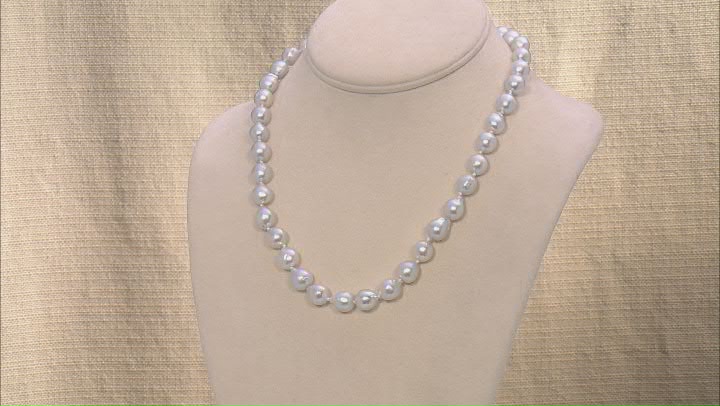 White Cultured Japanese Akoya Pearl Rhodium Over Sterling Silver 18 Inch Necklace Video Thumbnail