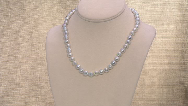 Platinum Cultured Japanese Akoya Pearl Rhodium Over Sterling Silver 18 Inch Necklace Video Thumbnail