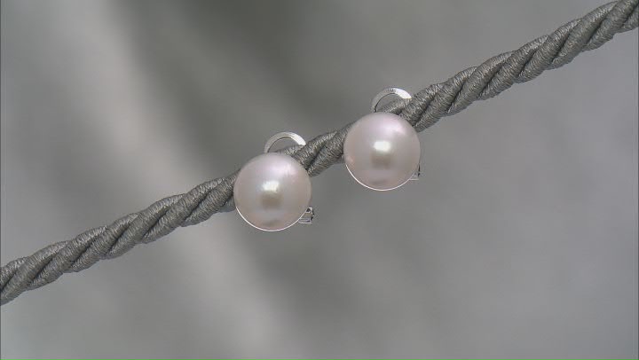 Genusis™ White Cultured Freshwater Pearl Rhodium Over Sterling Silver Earrings Video Thumbnail