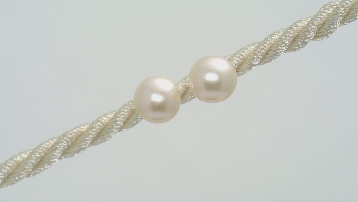 White Cultured Freshwater Pearl Rhodium Over Sterling Silver Earrings Set of Two Video Thumbnail