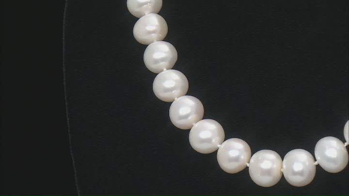 White Cultured Freshwater Pearl Rhodium Over Sterling Silver Necklace Video Thumbnail