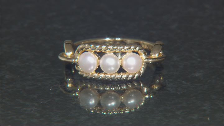 White Cultured Freshwater Pearl 18k Yellow Gold Over Sterling Silver Ring Video Thumbnail