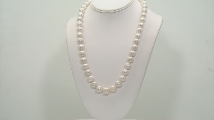 Genusis™ White Cultured Freshwater Pearl Rhodium Over Sterling Silver Necklace Video Thumbnail