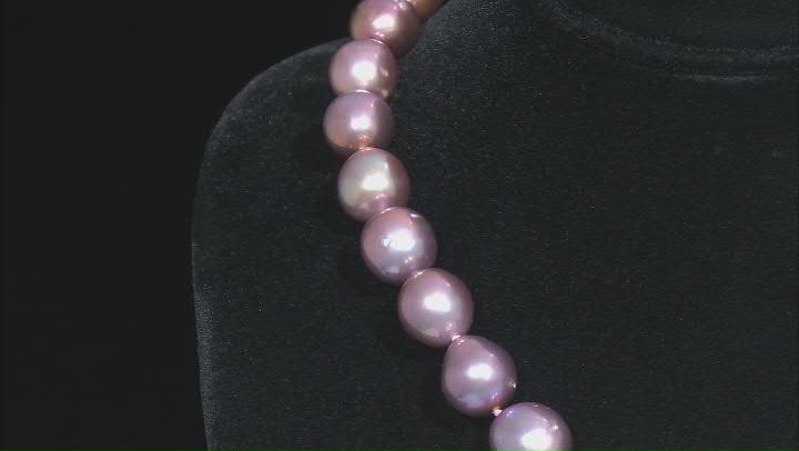 Pink Cultured Kasumiga Pearl Rhodium Over Sterling Silver Necklace Video Thumbnail