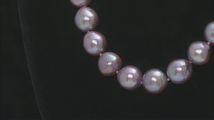 Purple Cultured Kasumiga Pearl Rhodium Over Sterling Silver Necklace Video Thumbnail