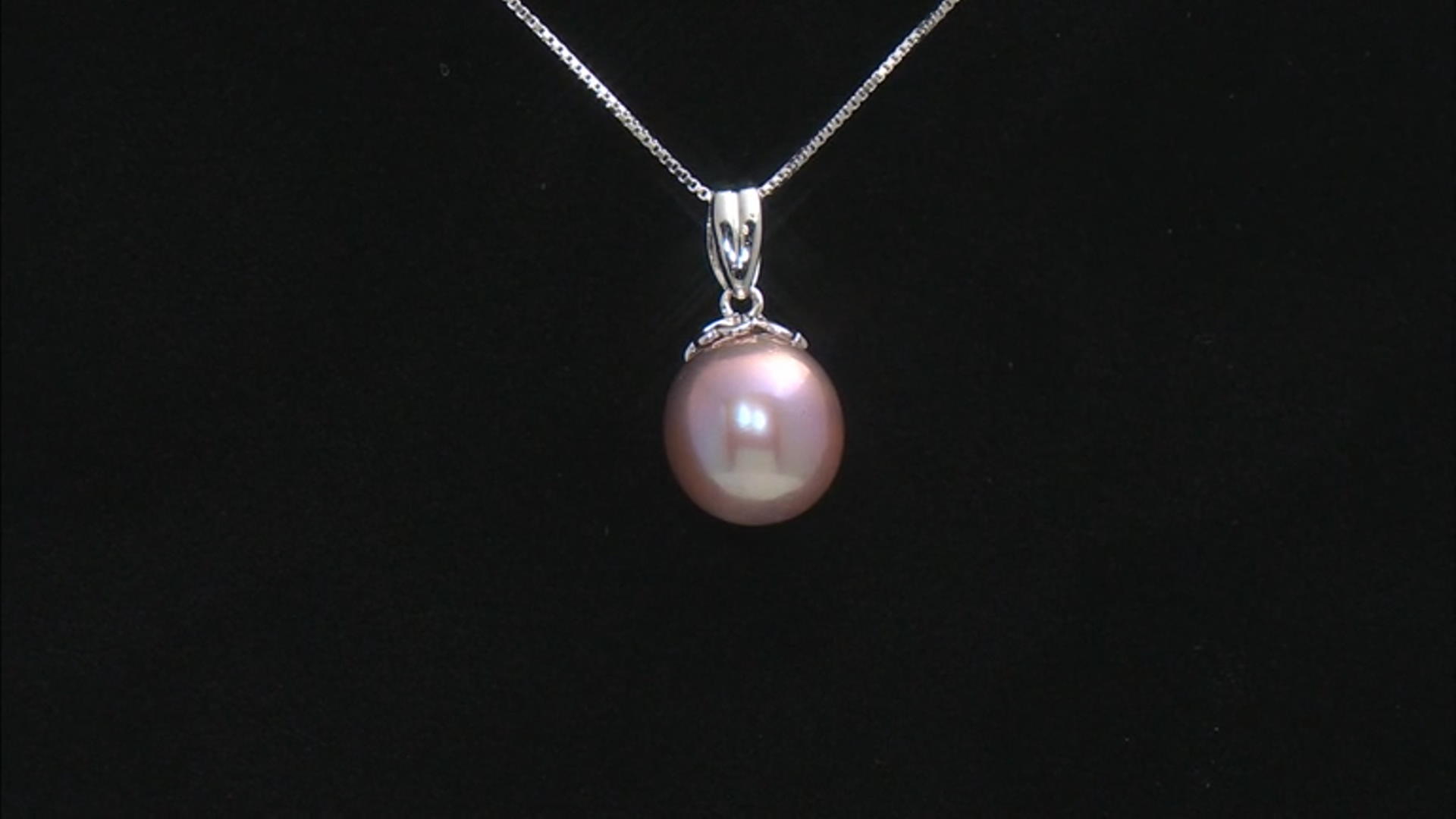 Purple Cultured Kasumiga Pearl Rhodium Over Sterling Silver Pendant With Chain Video Thumbnail