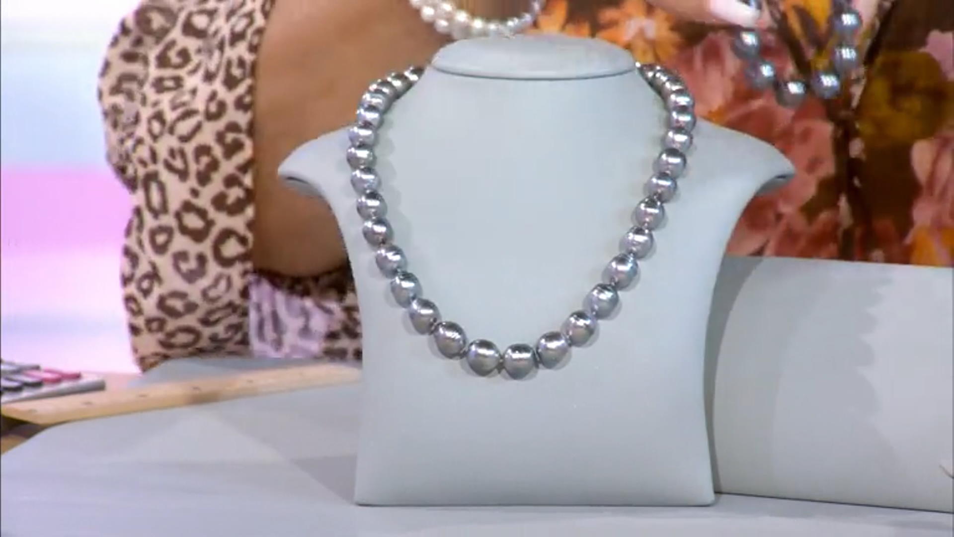 Cultured Tahitian Pearl Rhodium Over Sterling Silver Necklace Video Thumbnail