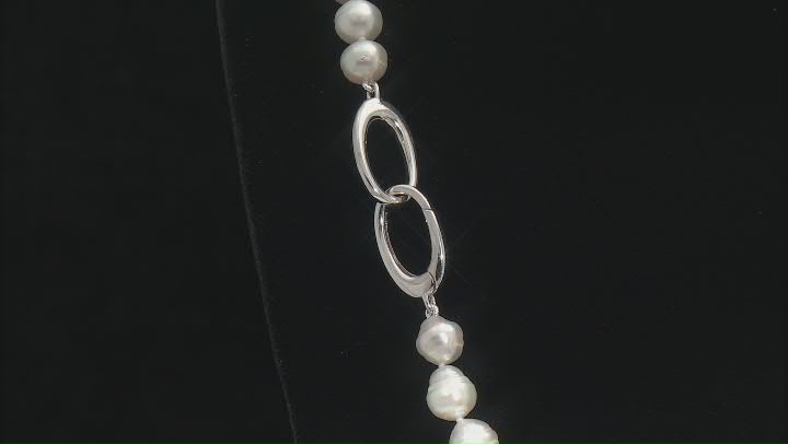 White Cultured South Sea Pearl Rhodium Over Sterling Silver 22 Inch Necklace Video Thumbnail