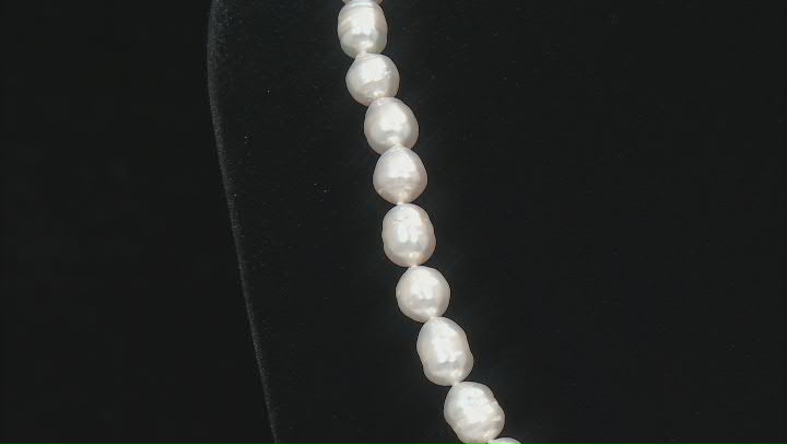 White Cultured South Sea Pearl Rhodium Over Sterling Silver 22 Inch Necklace Video Thumbnail