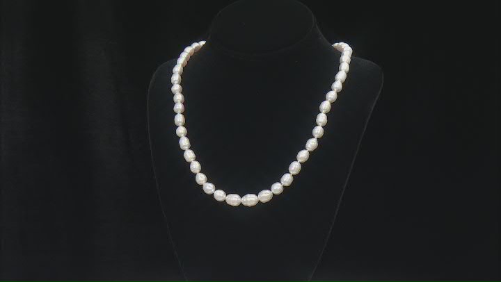 White Cultured South Sea Pearl Rhodium Over Sterling Silver 22 Inch Necklace Video Thumbnail