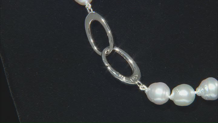 White Cultured South Sea Pearl Rhodium Over Sterling Silver Necklace Video Thumbnail