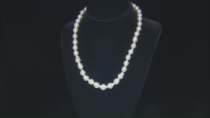 White Cultured South Sea Pearl Rhodium Over Sterling Silver Necklace Video Thumbnail