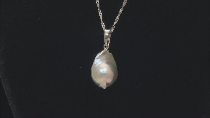 Genusis™ Platinum Cultured Freshwater Pearl Rhodium Over Sterling Silver Pendant And Chain Video Thumbnail