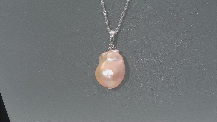 Genusis™ Cultured Freshwater Pearl Rhodium Over Sterling Silver Pendant And Chain Video Thumbnail