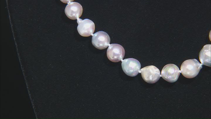 Platinum Cultured Akoya Pearl Rhodium Over Sterling Silver Necklace Video Thumbnail