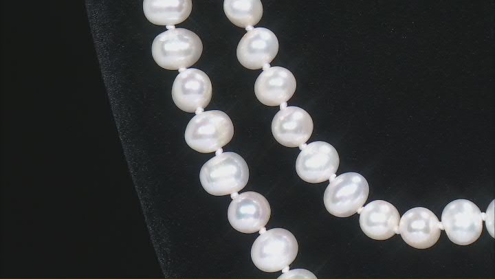 White Cultured Freshwater Pearl Endless Strand Necklace Video Thumbnail
