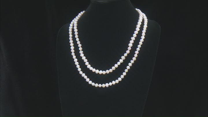 White Cultured Freshwater Pearl Endless Strand Necklace Video Thumbnail