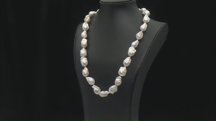 Genusis™ White Cultured Freshwater Pearl Rhodium Over Sterling Silver 24 Inch Necklace Video Thumbnail
