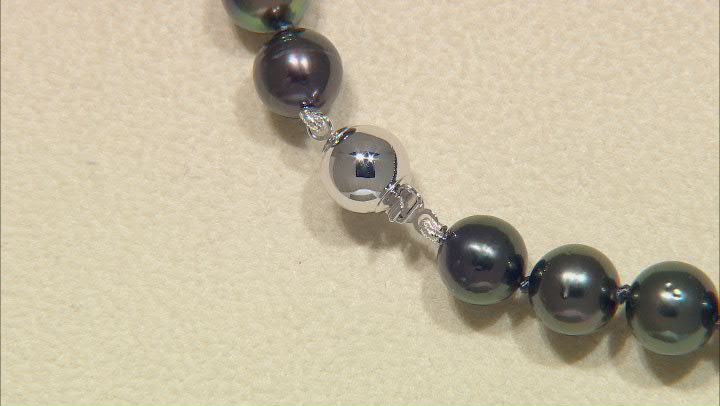 Cultured Tahitian Pearl Rhodium Over 14k White Gold Necklace Video Thumbnail