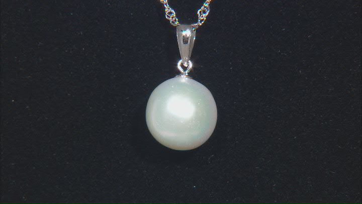 Genusis™ White Cultured Freshwater Pearl Rhodium Over Sterling Silver Pendant And Chain Video Thumbnail