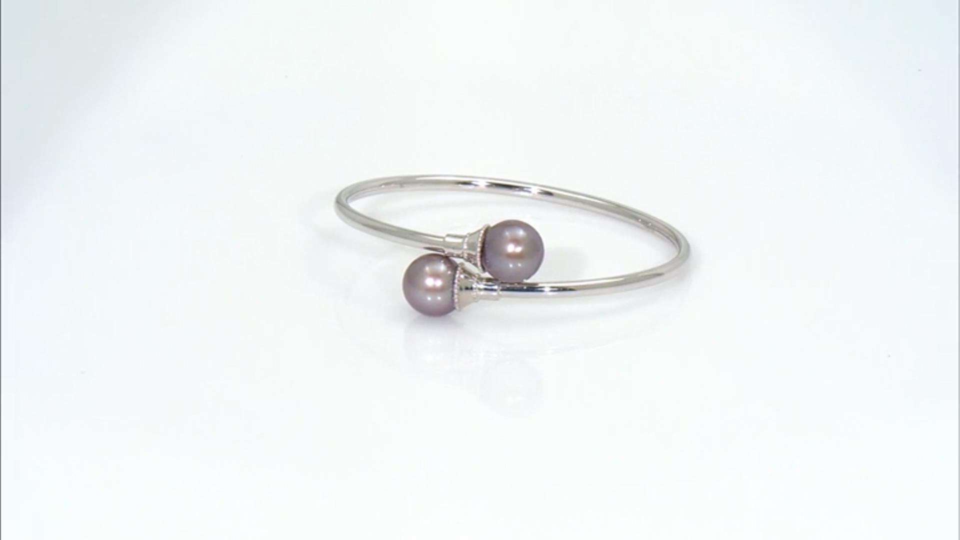 Genusis™ Natural Color Cultured Freshwater Pearl Rhodium Over Sterling Silver Bracelet Video Thumbnail