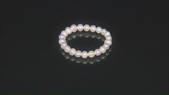 White Cultured Freshwater Pearl Rhodium Over Sterling Silver Necklace Bracelet Earrings Set Video Thumbnail
