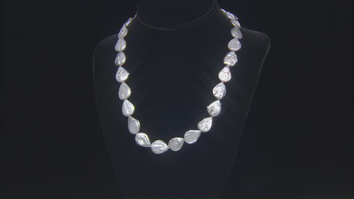 Platinum Cultured Freshwater Pearl Rhodium Over Sterling Silver 20 Inch Necklace Video Thumbnail