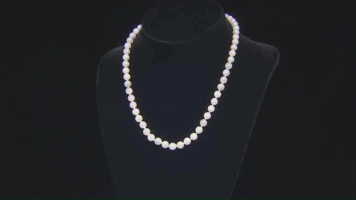 White Cultured Japanese Akoya Pearl 14k Yellow Gold Necklace Video Thumbnail