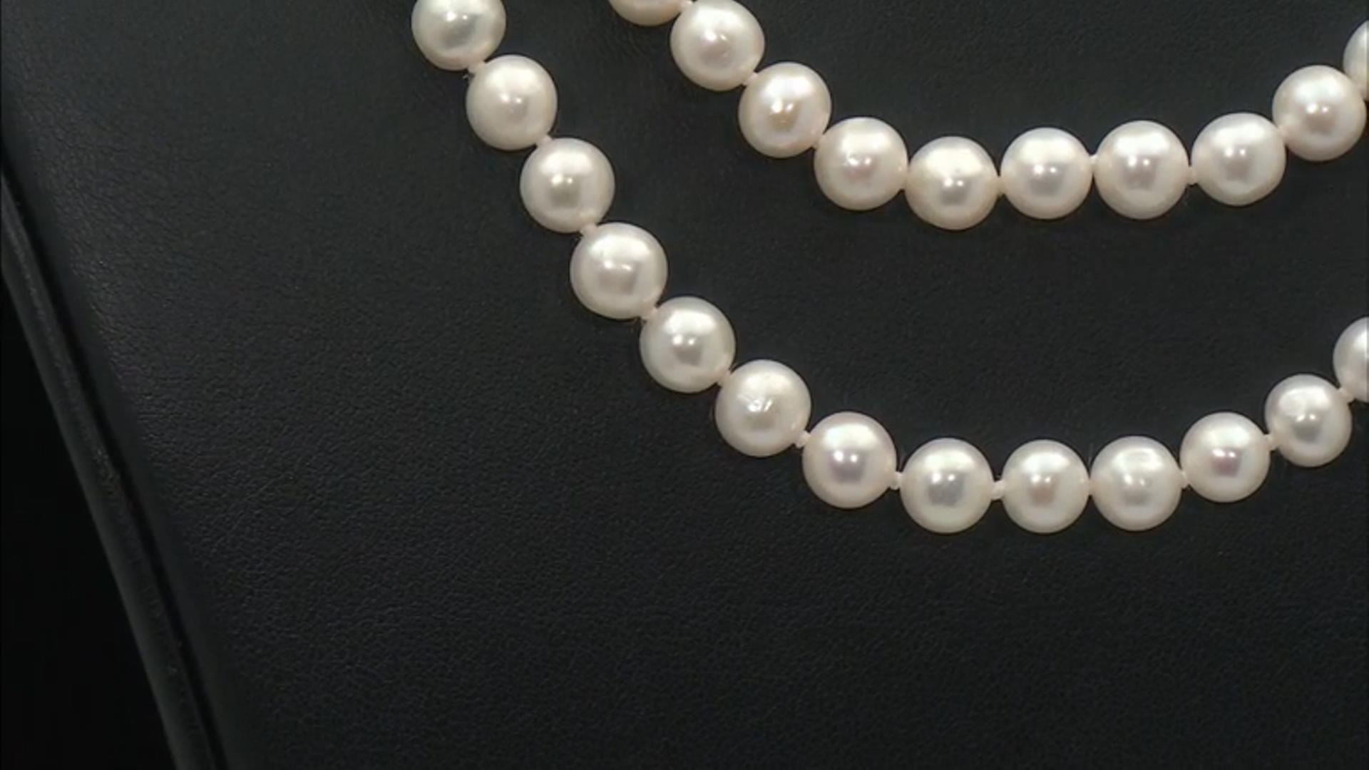 White Cultured Freshwater Pearl Rhodium Over Sterling Silver Multi-Row Necklace Video Thumbnail