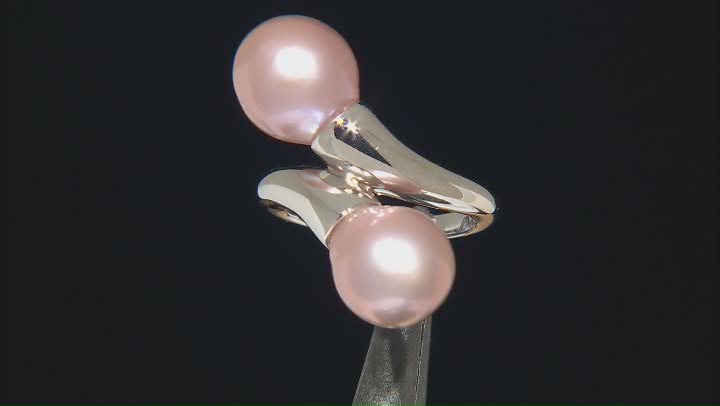 Genusis™ Lavender Cultured Freshwater Pearl Rhodium Over Sterling Silver Bypass Ring Video Thumbnail