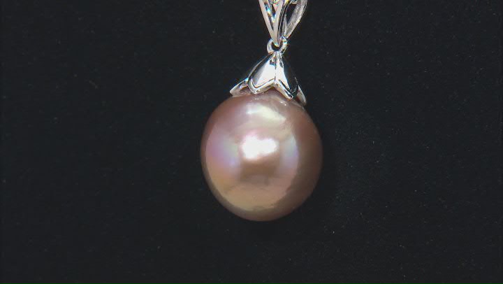 Genusis™ Pink Cultured Freshwater Pearl Rhodium Over Sterling Silver Pendant And Chain Video Thumbnail