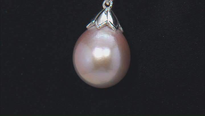 Genusis™ Purple Cultured Freshwater Pearl Rhodium Over Sterling Silver Pendant And Chain Video Thumbnail