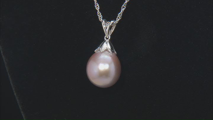Genusis™ Purple Cultured Freshwater Pearl Rhodium Over Sterling Silver Pendant And Chain Video Thumbnail