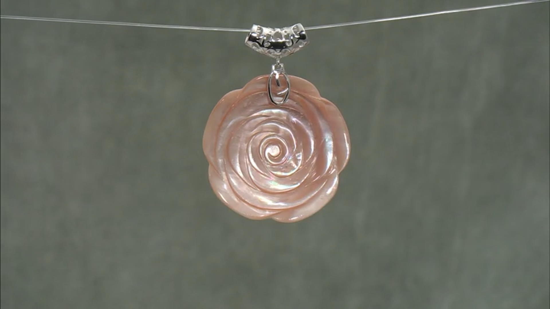 Pink Mother-Of-Pearl Rhodium Over Sterling Silver Pendant Video Thumbnail